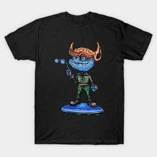 Alien Gentleman on a Spaceboard T-Shirt